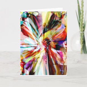 Yellow Orange Aqua White Abstract Ribbon Flower Card