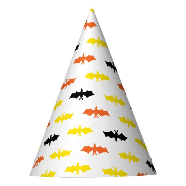 Yellow Orange Black Bat Halloween Party Hat (Front)