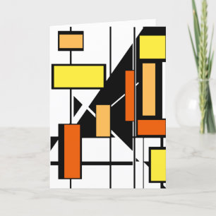 Yellow Orange Black White Shapes MCM-like Art Card