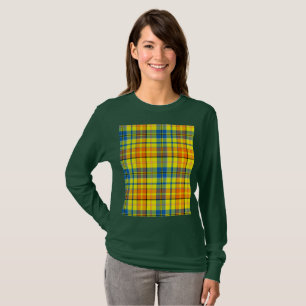 Yellow Orange Blue Plaid Tartan Design  T-Shirt