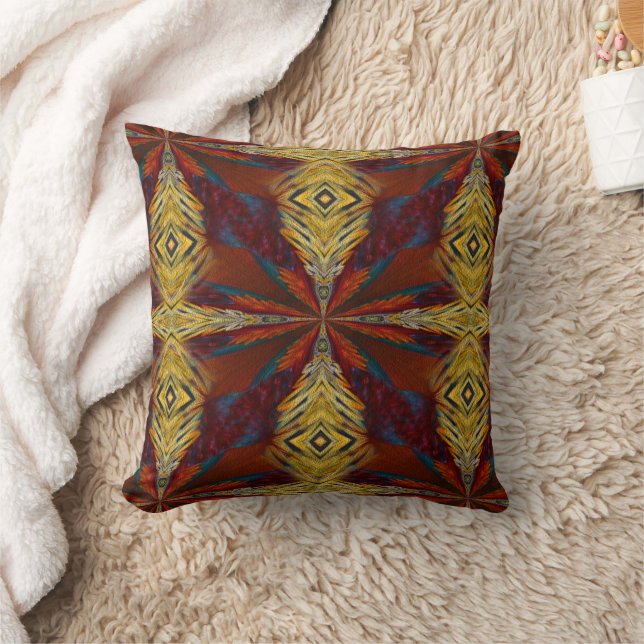Yellow Orange Blue Red Abstract Design Cushion (Blanket)