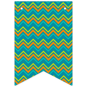 Yellow Orange Blue Zig Zag Line Geometric Dinosaur Bunting