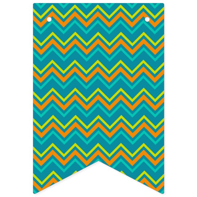 Yellow Orange Blue Zig Zag Line Geometric Dinosaur Bunting (First Flag)