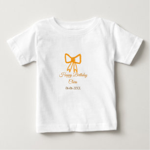 Yellow orange bow watercolor retro happy birthday baby T-Shirt