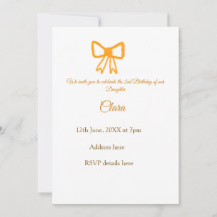 Yellow orange bow watercolor retro happy birthday invitation
