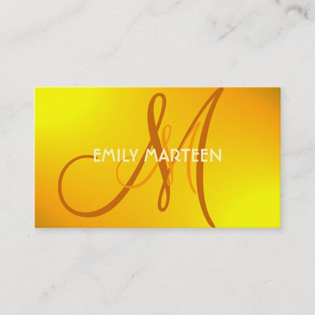 Yellow orange brown splash monogram custom cards (Front)
