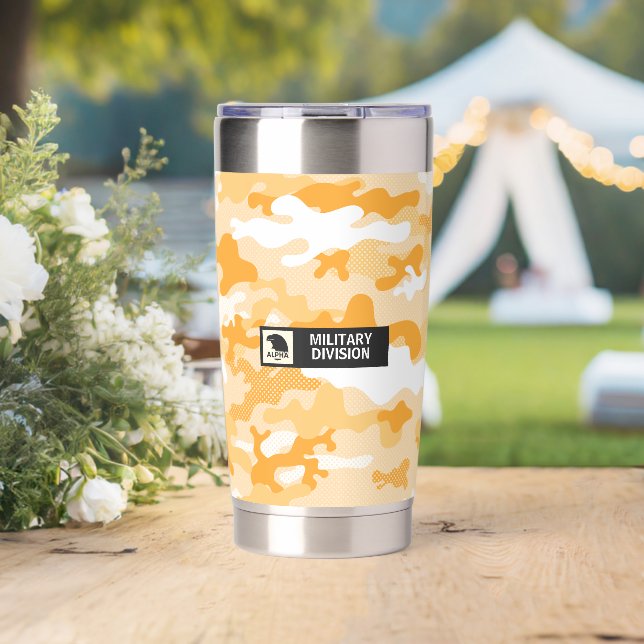 Yellow Orange Camouflage Pattern Insulated Tumbler (Wedding (Rotated))