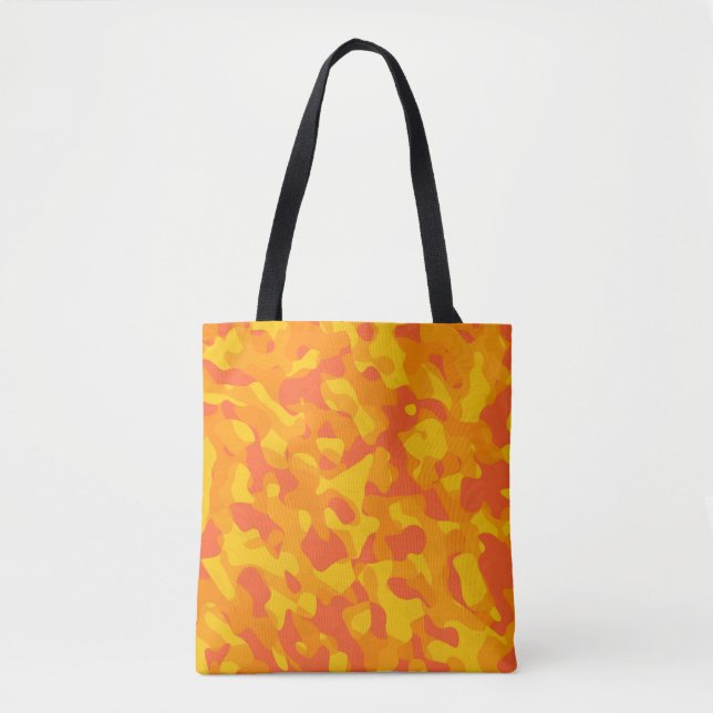 Yellow Orange Camouflage Print Pattern Tote Bag (Front)