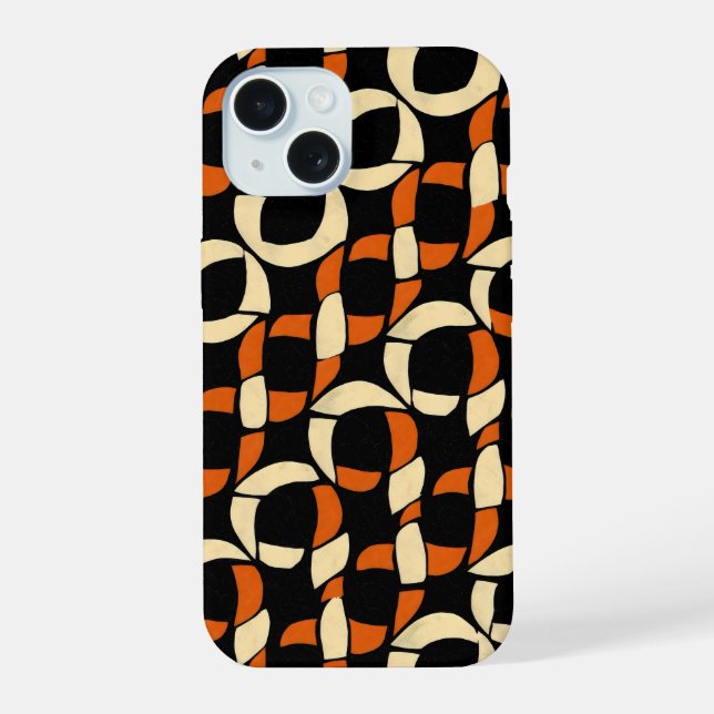 Yellow Orange Chain Pattern iPhone 15 Case (Back)