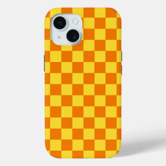 Yellow Orange Chequerboard Chequered Checked Check iPhone 15 Case
