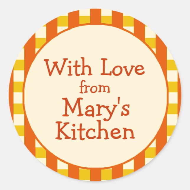 Yellow & Orange Chequered Border Canning Labels (Front)