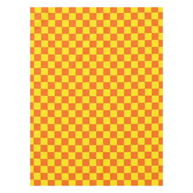 Yellow Orange Chequered Check Design  Tablecloth (Front)