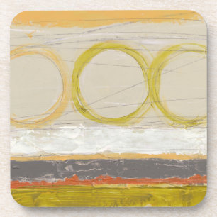 Yellow & Orange Circles on Multicolored Background Coaster