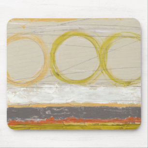 Yellow & Orange Circles on Multicolored Background Mouse Pad