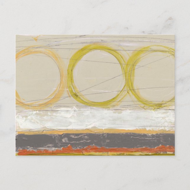Yellow & Orange Circles on Multicolored Background Postcard (Front)