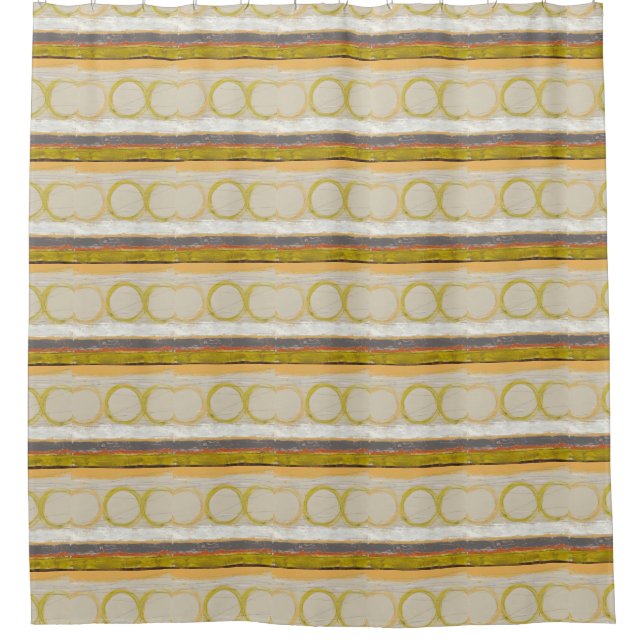 Yellow & Orange Circles on Multicolored Background Shower Curtain (Front)