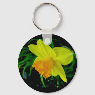 Yellow Orange Daffodil Keychain