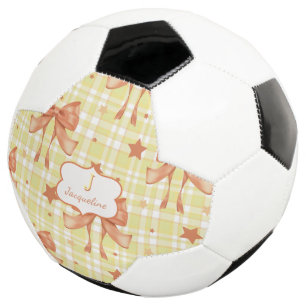 Yellow Orange Feminine Coquette Bows Soccer Ball