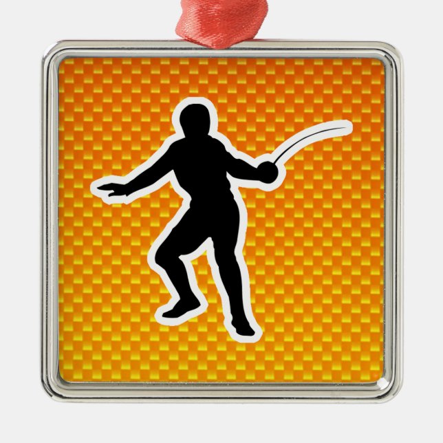 Yellow Orange Fencing Metal Tree Decoration (Front)