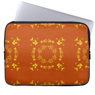 Yellow, Orange Floral Damasks Retro Pattern Laptop Sleeve