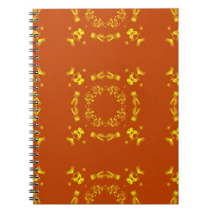 Yellow, Orange Floral Damasks Retro Pattern Spiral Notebook