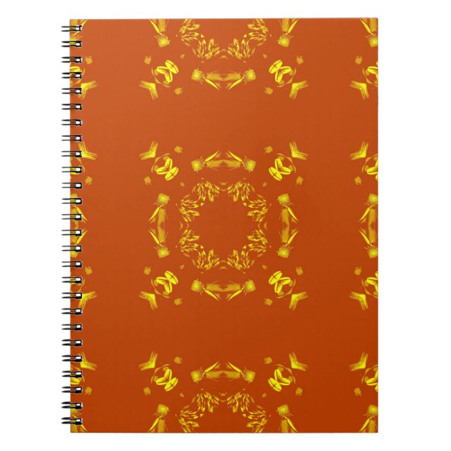 Yellow, Orange Floral Damasks Retro Pattern Spiral Notebook (Front)