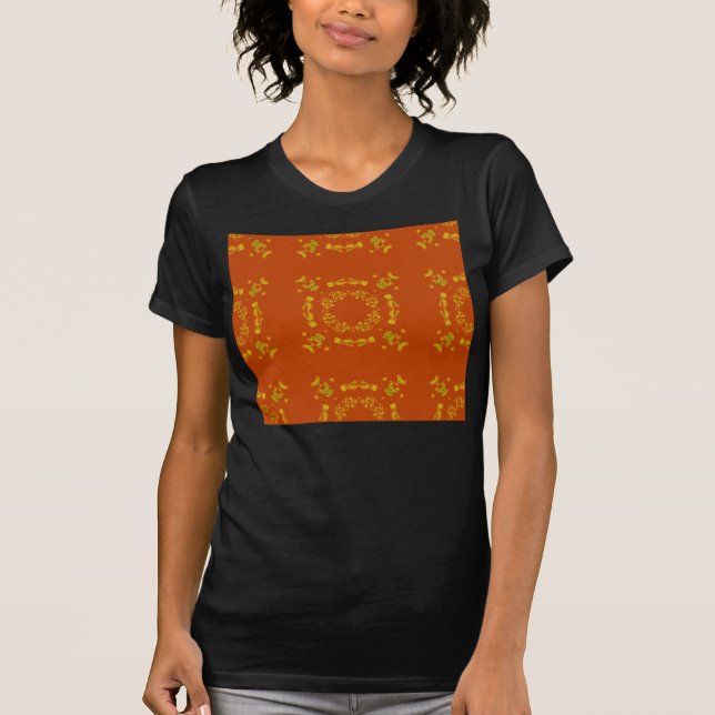 Yellow, Orange Floral Damasks Retro Pattern T-Shirt (Front)