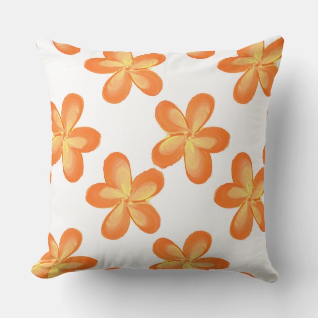 Yellow Orange Flower Pattern Outdoor Cushion (Front)