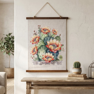 Yellow/Orange Flowering Cactus  Hanging Tapestry