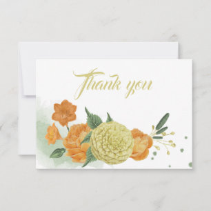 yellow orange flowers greenery thank you card