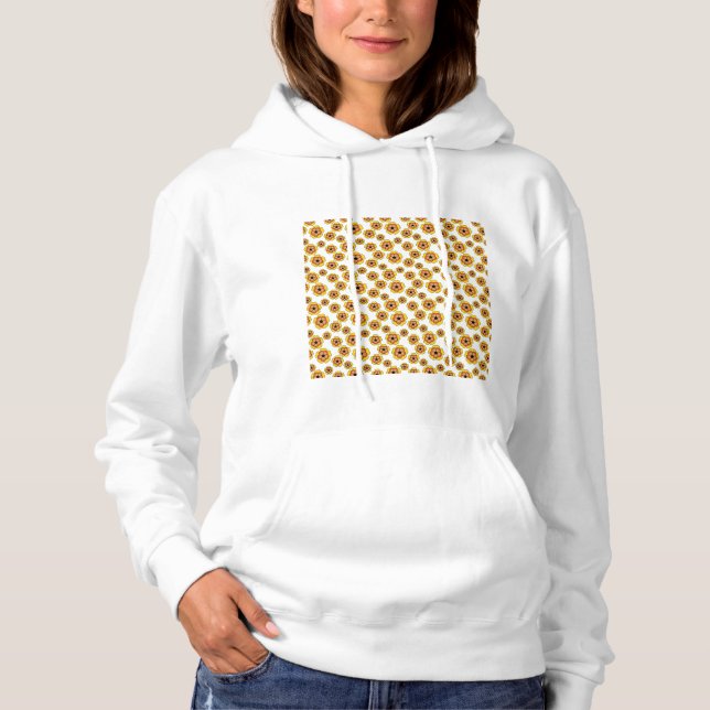 Yellow Orange Flowers Pattern Hoodie (Front)