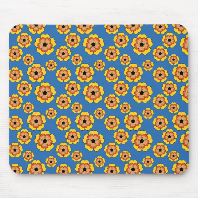 Yellow Orange Flowers Pattern Mouse Pad (Front)