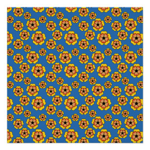 Yellow Orange Flowers Pattern Poster