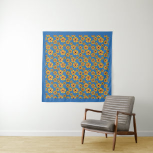 Yellow Orange Flowers Pattern Tapestry