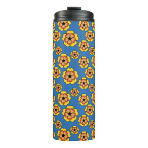 Yellow Orange Flowers Pattern Thermal Tumbler