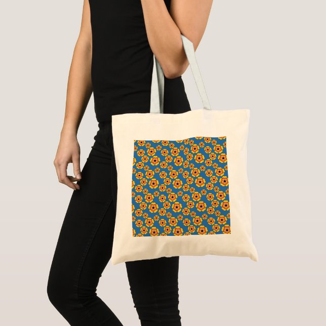 Yellow Orange Flowers Pattern Tote Bag (Front (Product))