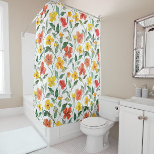 Yellow Orange Flowers  Shower Curtain