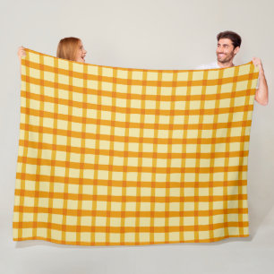 Yellow Orange Gingham Fleece Blanket
