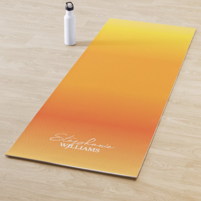 Yellow-Orange Gradient Yoga Mat with Custom Name (In Situ)