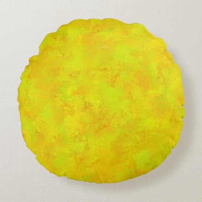 Yellow Orange Green Abstract Pattern Round Cushion (Front)