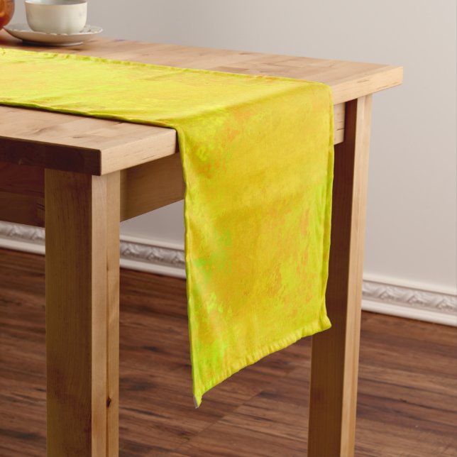 Yellow Orange Green Abstract Pattern Short Table Runner (In Situ)