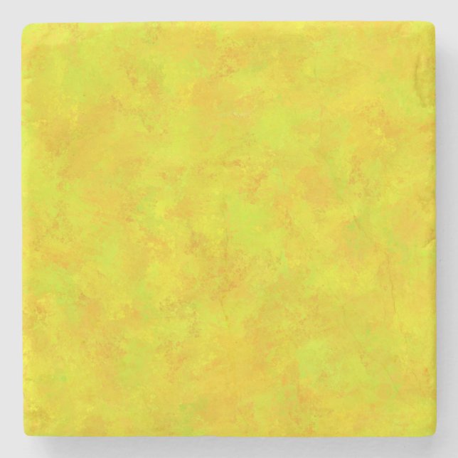 Yellow Orange Green Abstract Pattern Stone Coaster (Front)