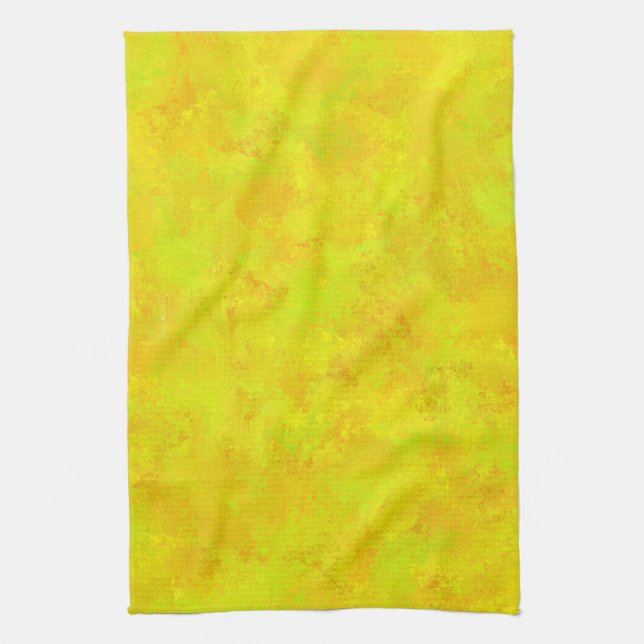 Yellow Orange Green Abstract Pattern Tea Towel (Vertical)