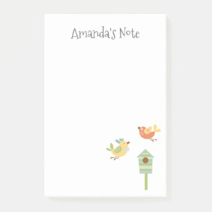 Yellow Orange Green Bird add your name Post-it Notes