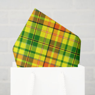 Yellow Orange Green Plaid Tartan Design Tissue Paper