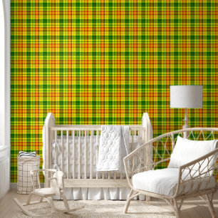 Yellow Orange Green Plaid Tartan Design Wallpaper