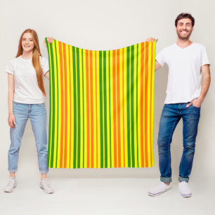 Yellow Orange Green Vertical Stripes Design Fleece Blanket