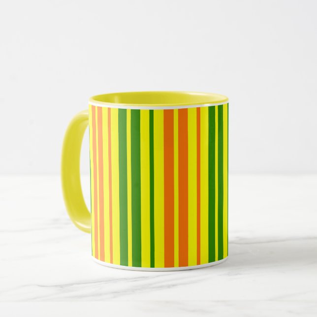 Yellow Orange Green Vertical Stripes Design   Mug (Front Left)