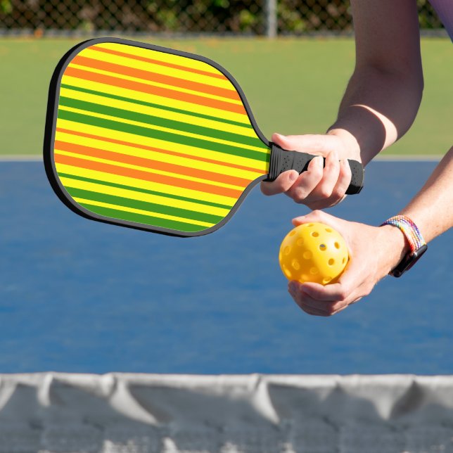 Yellow Orange Green Vertical Stripes Design   Pickleball Paddle (Insitu)