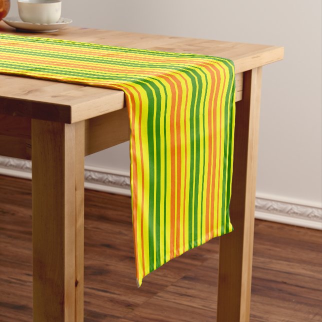 Yellow Orange Green Vertical Stripes Design   Short Table Runner (In Situ)